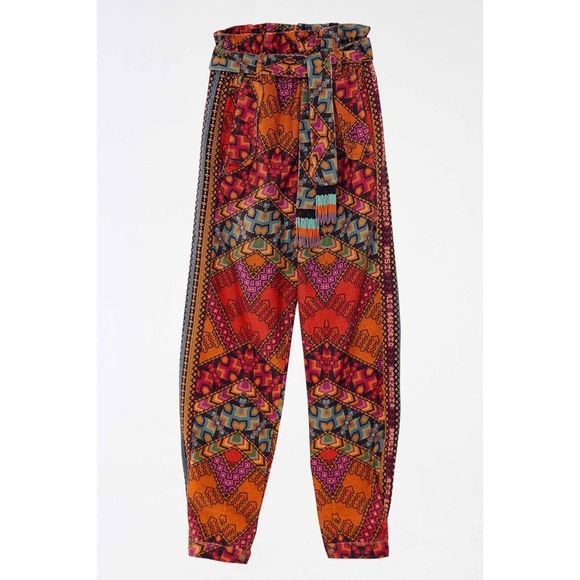 FARM RIO NWT Yawanawa Stripes Paperbag Pants Beaded Anthropologie New Small - Picture 11 of 11